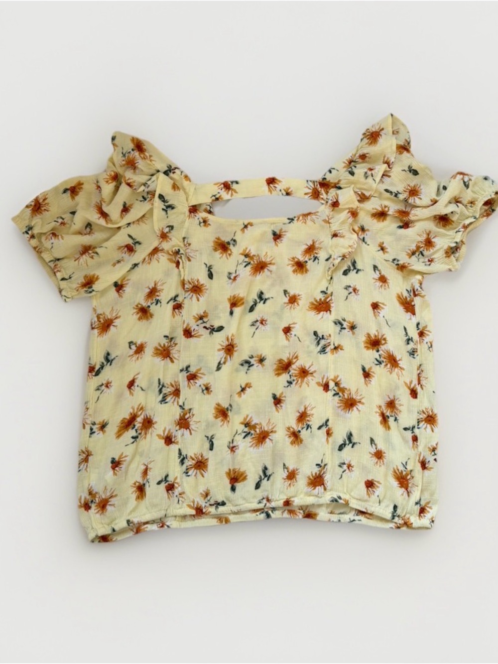 Sunflower Floral Ruffle Blouse Button Front Boho Cottagecore Yellow Plus Size 0X - Picture 5 of 12